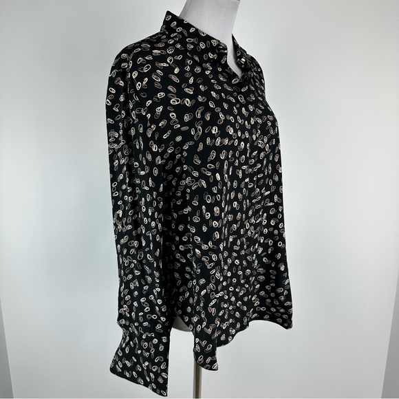 M.M. LAFLEUR Silk Button Down Collared Long Sleeve Blouse Top Size XL - Picture 4 of 13